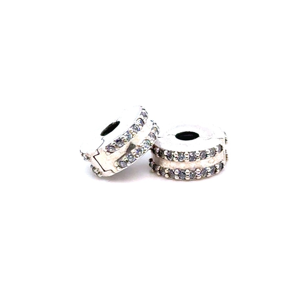 Pandora Silver Tone Crystal Spacer Beads